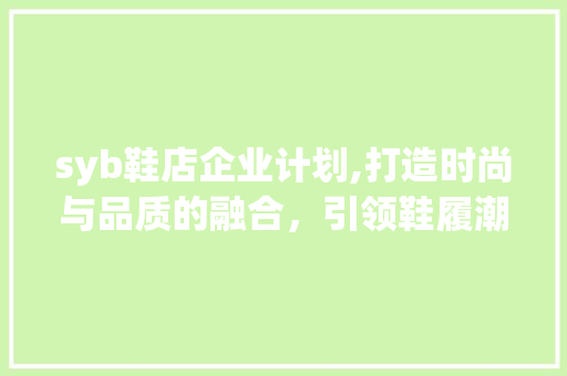 syb鞋店企业计划,打造时尚与品质的融合，引领鞋履潮流