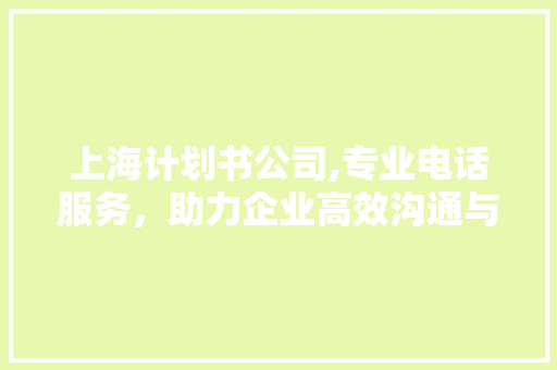 上海计划书公司,专业电话服务，助力企业高效沟通与品牌塑造