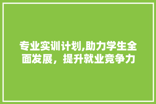 专业实训计划,助力学生全面发展，提升就业竞争力