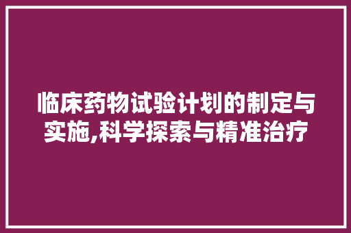 临床药物试验计划的制定与实施,科学探索与精准治疗