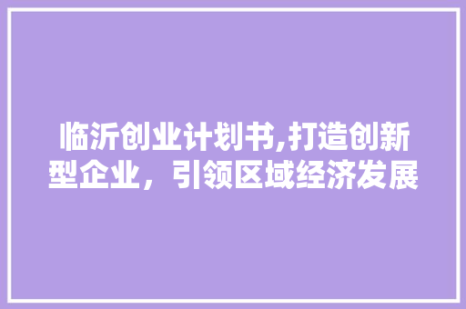 临沂创业计划书,打造创新型企业，引领区域经济发展 职场范文