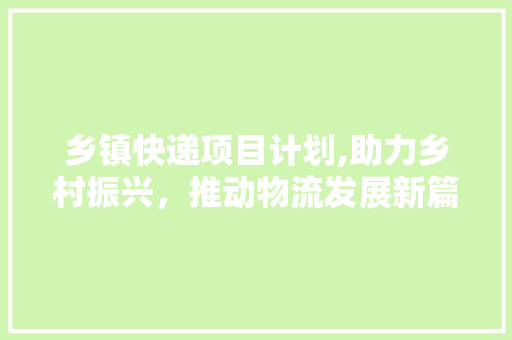 乡镇快递项目计划,助力乡村振兴，推动物流发展新篇章