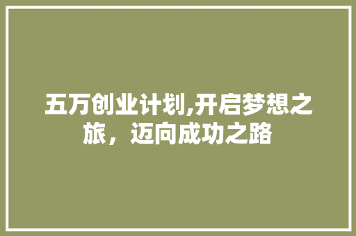 五万创业计划,开启梦想之旅，迈向成功之路