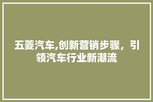 五菱汽车,创新营销步骤，引领汽车行业新潮流