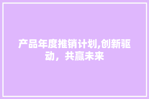 产品年度推销计划,创新驱动，共赢未来