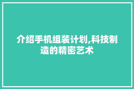 介绍手机组装计划,科技制造的精密艺术