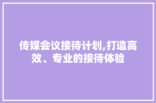 传媒会议接待计划,打造高效、专业的接待体验