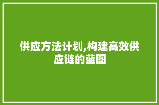 供应方法计划,构建高效供应链的蓝图