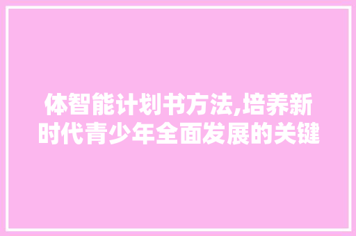 体智能计划书方法,培养新时代青少年全面发展的关键路径