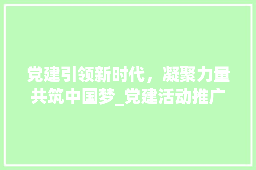 党建引领新时代，凝聚力量共筑中国梦_党建活动推广计划全面实施