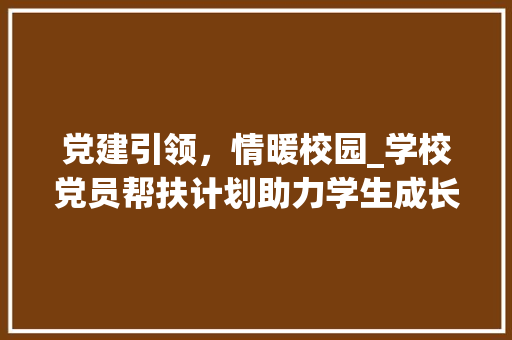 党建引领，情暖校园_学校党员帮扶计划助力学生成长