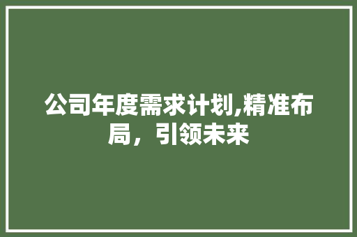 公司年度需求计划,精准布局，引领未来