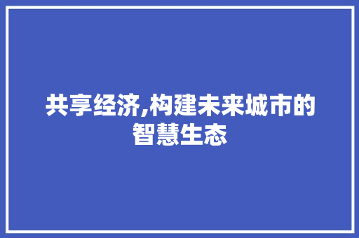 共享经济,构建未来城市的智慧生态