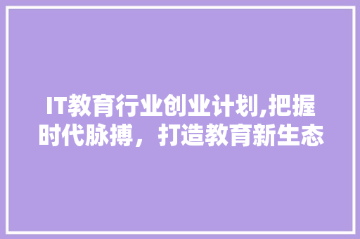 IT教育行业创业计划,把握时代脉搏，打造教育新生态