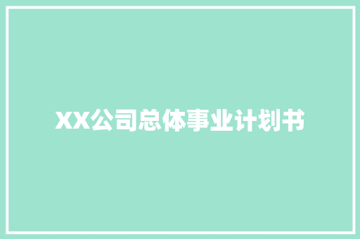 XX公司总体事业计划书