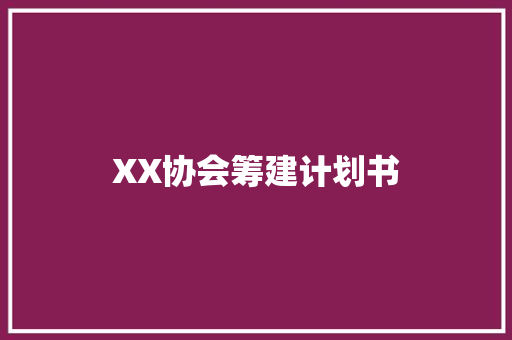 XX协会筹建计划书