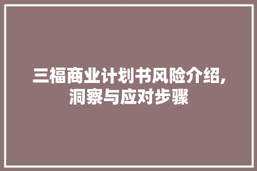 三福商业计划书风险介绍,洞察与应对步骤