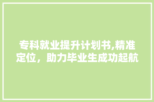 专科就业提升计划书,精准定位，助力毕业生成功起航