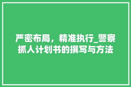 严密布局，精准执行_警察抓人计划书的撰写与方法