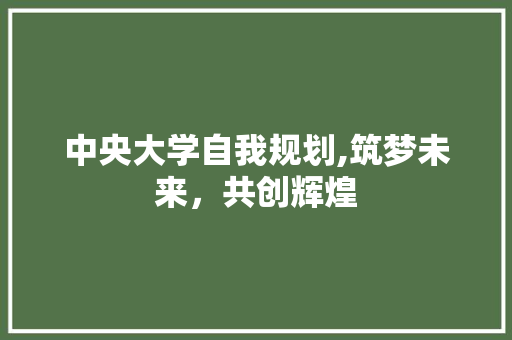 中央大学自我规划,筑梦未来，共创辉煌