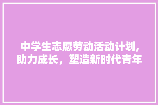 中学生志愿劳动活动计划,助力成长，塑造新时代青年