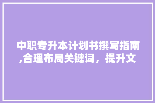 中职专升本计划书撰写指南,合理布局关键词，提升文章说服力