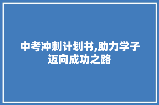 中考冲刺计划书,助力学子迈向成功之路