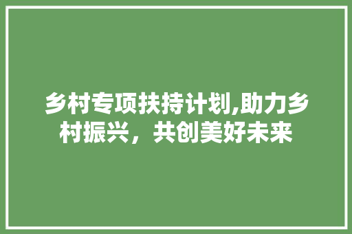 乡村专项扶持计划,助力乡村振兴，共创美好未来