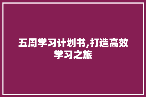 五周学习计划书,打造高效学习之旅