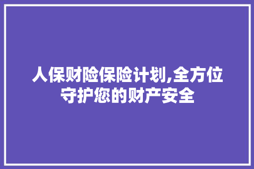 人保财险保险计划,全方位守护您的财产安全