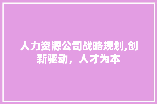 人力资源公司战略规划,创新驱动，人才为本