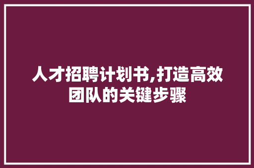 人才招聘计划书,打造高效团队的关键步骤