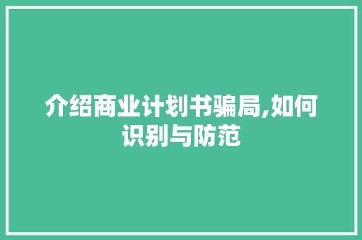 介绍商业计划书骗局,如何识别与防范