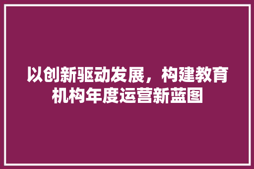 以创新驱动发展，构建教育机构年度运营新蓝图