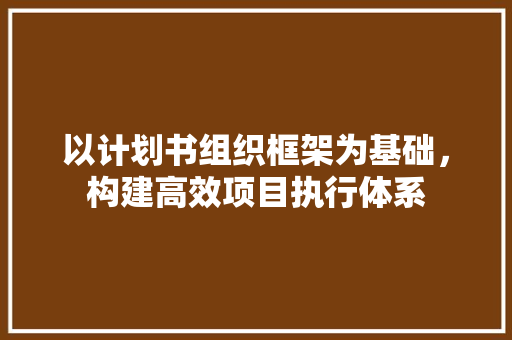 以计划书组织框架为基础，构建高效项目执行体系