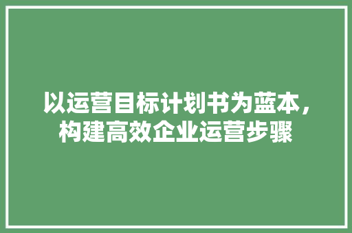 以运营目标计划书为蓝本，构建高效企业运营步骤