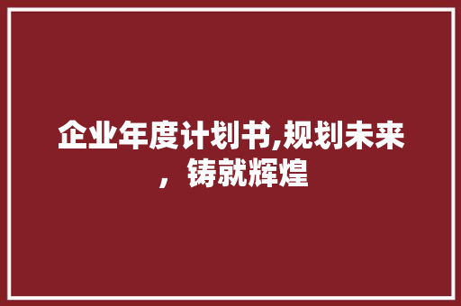 企业年度计划书,规划未来，铸就辉煌