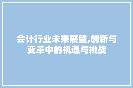 会计行业未来展望,创新与变革中的机遇与挑战