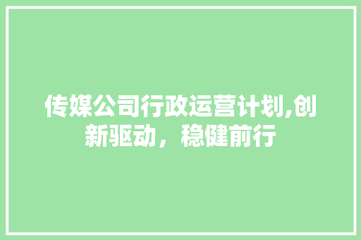 传媒公司行政运营计划,创新驱动，稳健前行