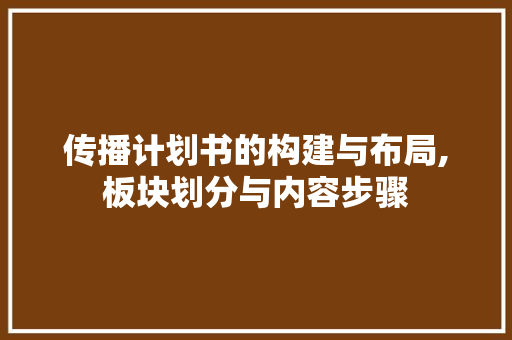 传播计划书的构建与布局,板块划分与内容步骤