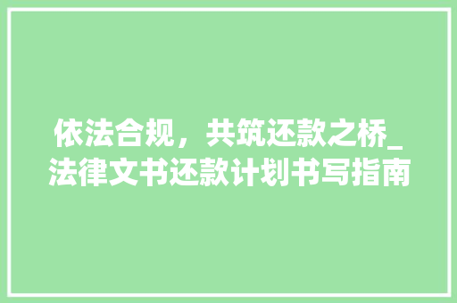 依法合规，共筑还款之桥_法律文书还款计划书写指南