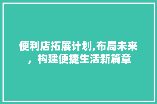 便利店拓展计划,布局未来，构建便捷生活新篇章