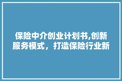 保险中介创业计划书,创新服务模式，打造保险行业新生态