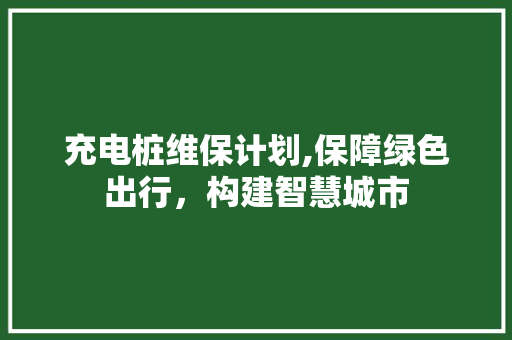 充电桩维保计划,保障绿色出行，构建智慧城市