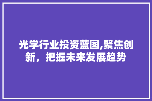 光学行业投资蓝图,聚焦创新，把握未来发展趋势