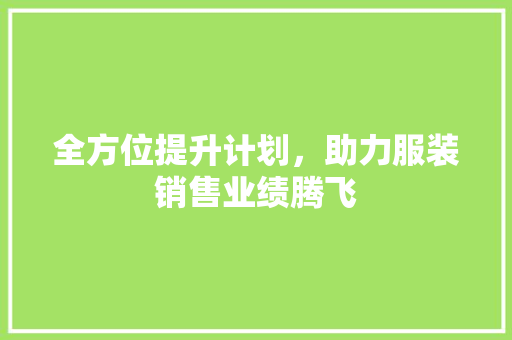 全方位提升计划，助力服装销售业绩腾飞