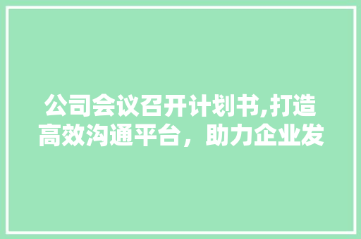 公司会议召开计划书,打造高效沟通平台，助力企业发展