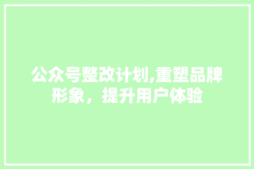 公众号整改计划,重塑品牌形象，提升用户体验