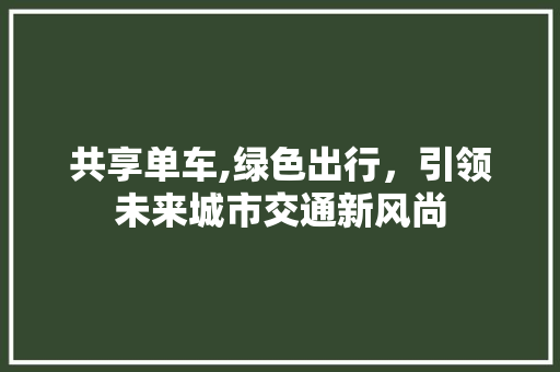 共享单车,绿色出行，引领未来城市交通新风尚