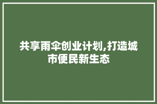 共享雨伞创业计划,打造城市便民新生态